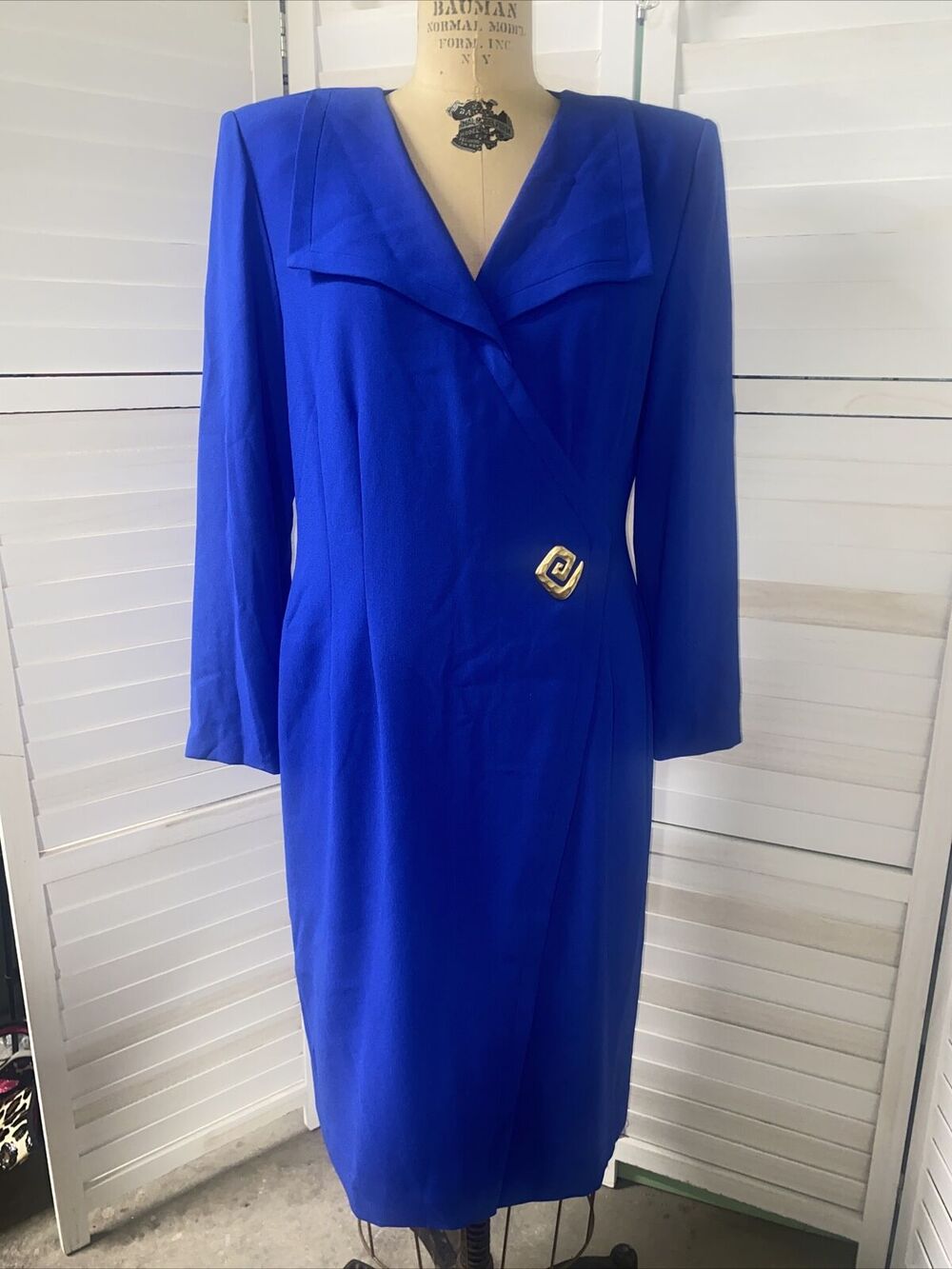 80s 90s Liz Claiborne Women’s Sz 10 Royal Blue Midi Sheath Dress Career Business